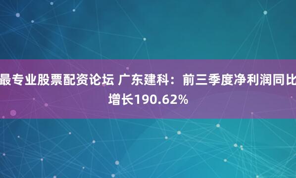 最专业股票配资论坛 广东建科：前三季度净利润同比增长190.62%